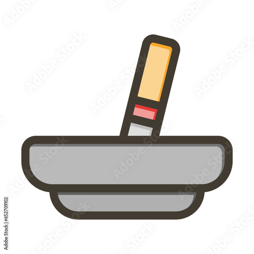 Ashtray Vector Thick Line Filled Colors Icon Design