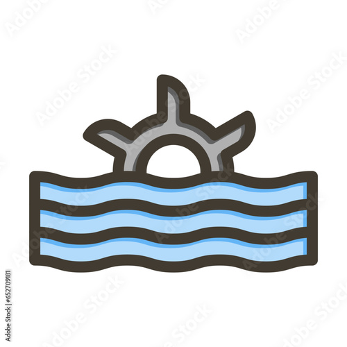Tidal Power Vector Thick Line Filled Colors Icon Design