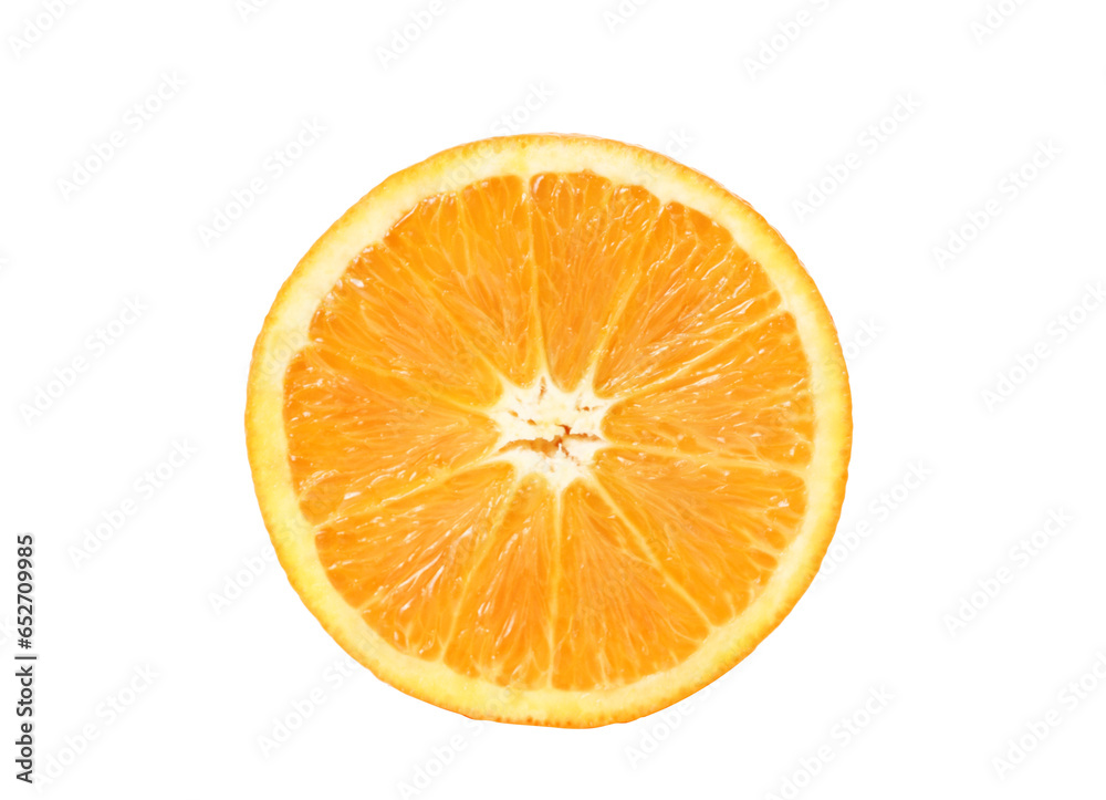 Orange with cut in half isolated on white background Orange with cut in half isolated on white background