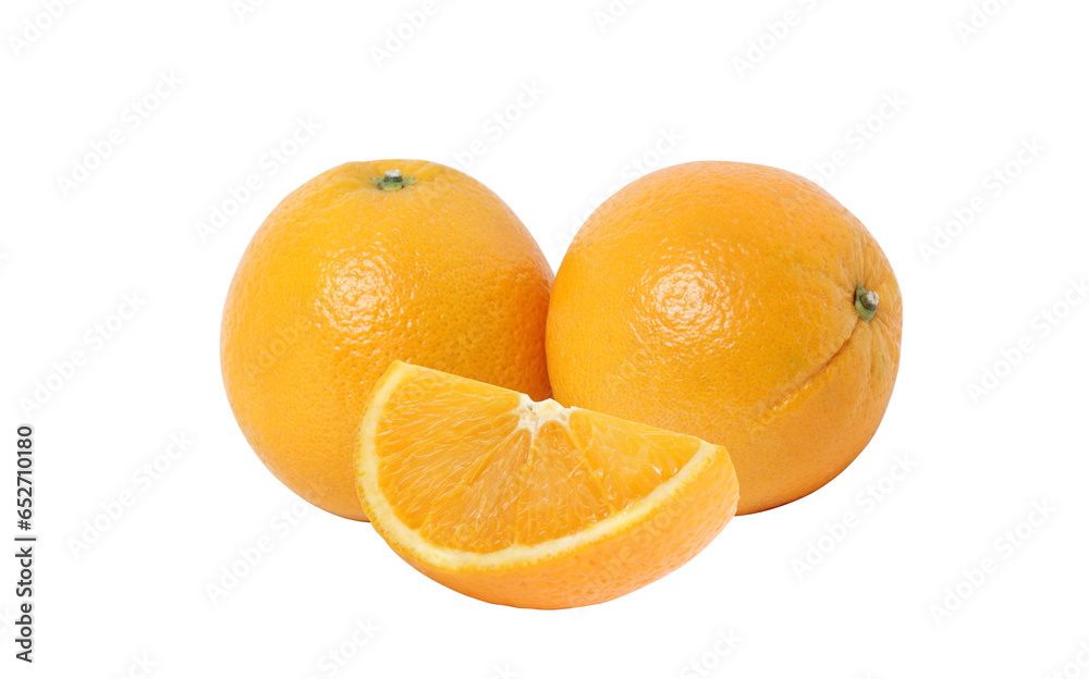 Orange with cut in half isolated on white background Orange with cut in half isolated on white background