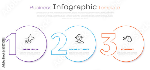 Set line Guide dog, Deaf and Hearing aid. Business infographic template. Vector