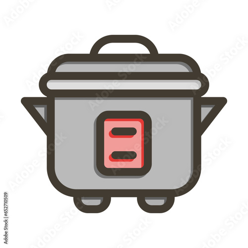 Crock Pot Vector Thick Line Filled Colors Icon Design