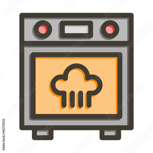 Steamer Oven Vector Thick Line Filled Colors Icon Design