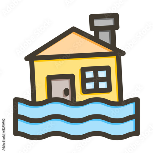 Flood Vector Thick Line Filled Colors Icon Design