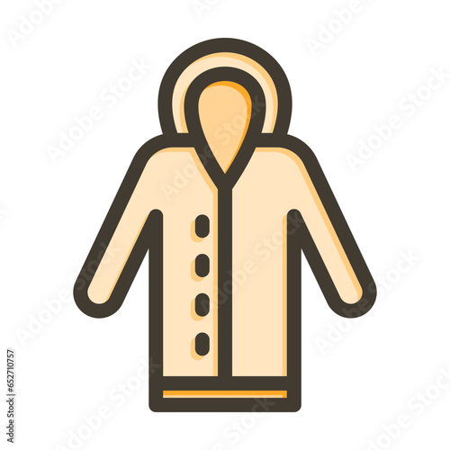 Long Coat Vector Thick Line Filled Colors Icon Design