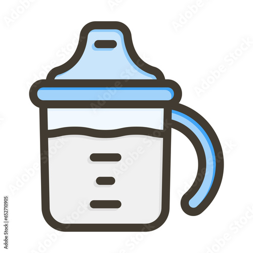 Sippy Cup Vector Thick Line Filled Colors Icon Design