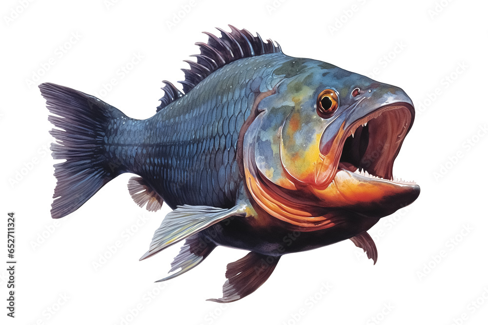 fresh fish on white background. Generative Ai