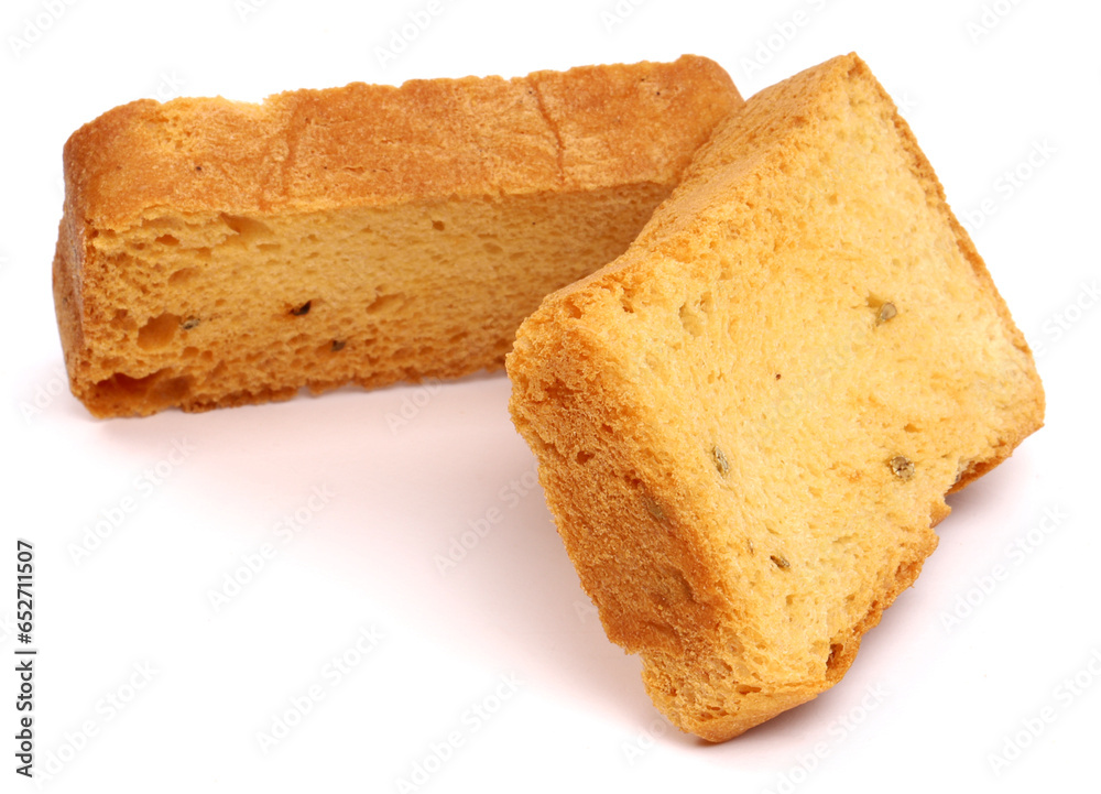 Crispy Rusk on the white background, new angles Crispy Rusk on the white background, new angles