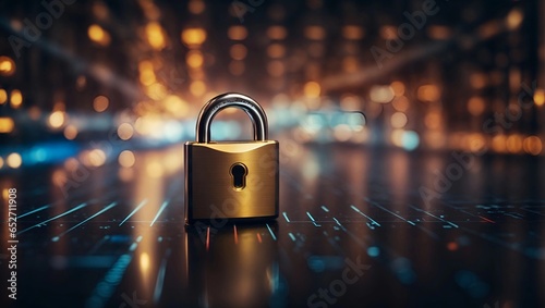 cybersecurity concept, user privacy security and encryption, secure internet access Future technology and cybernetics, internet security, screen with padlock