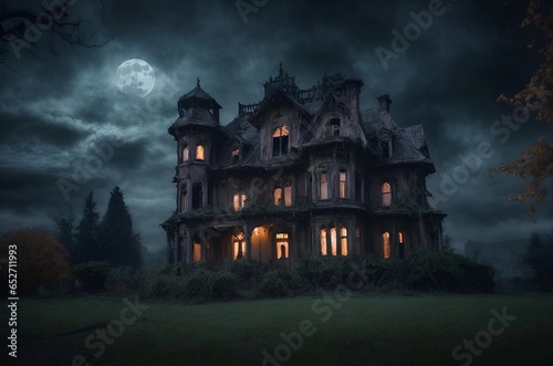 Old abandoned haunted house. Spooky Halloween house.