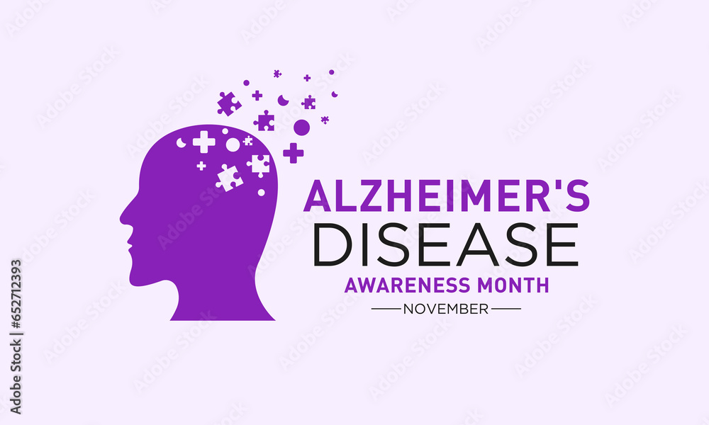 Alzheimer's disease awareness month is observed every year in november. Vector template for banner, greeting card, poster with background. Vector illustration.