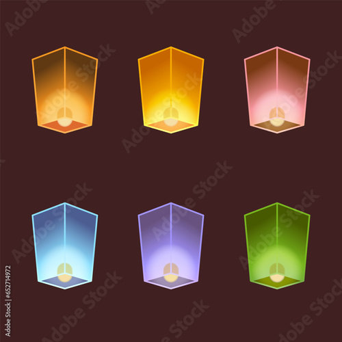 Sky lantern vector set