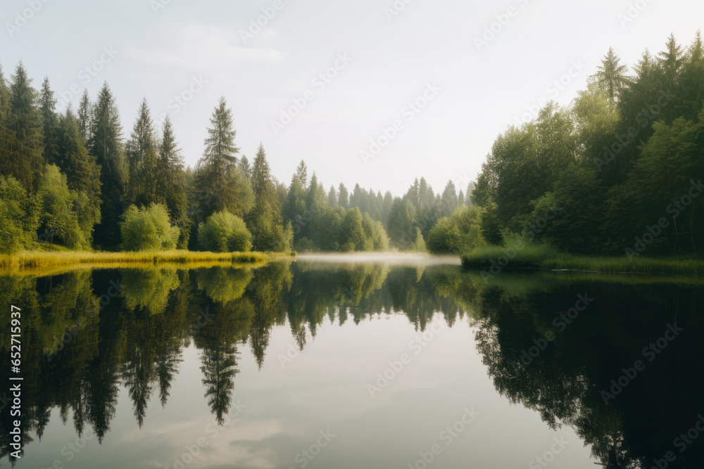 Hermoso paisaje del bosque amazónico verde al atardecer o amanecer. Aventura, exploración, por el río en vista panorámica. Arte gráfico Hermoso paisaje del bosque amazónico verde al atardecer o amanecer. Aventura, exploración, por el río en vista panorámica. Arte gráfico