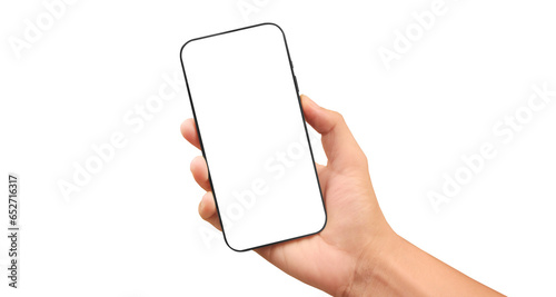 Hand holding smartphone device  touching screen