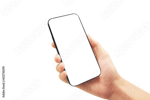 Hand holding smartphone device  touching screen