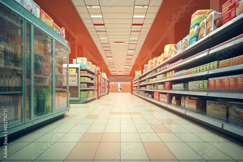 A supermarket aisle. Generative AI © Maria