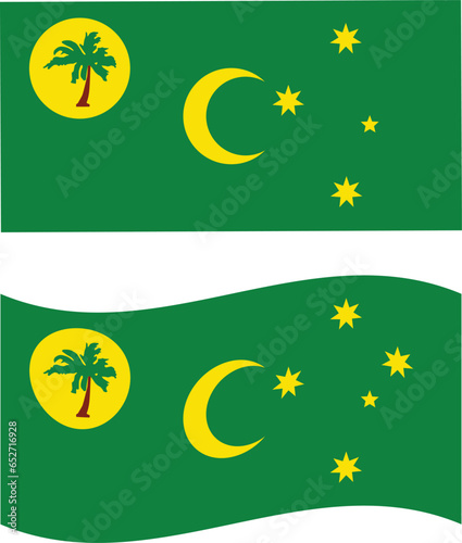 Cocos Islands flag icon. Waving flag of Cocos Islands. Cocos (Keeling) Islands flag. flat style. © theerakit