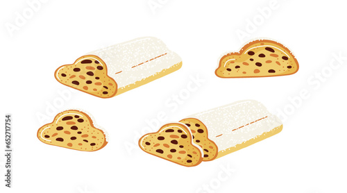 Stollen german pastry for christmas time.Vector illustration on white background