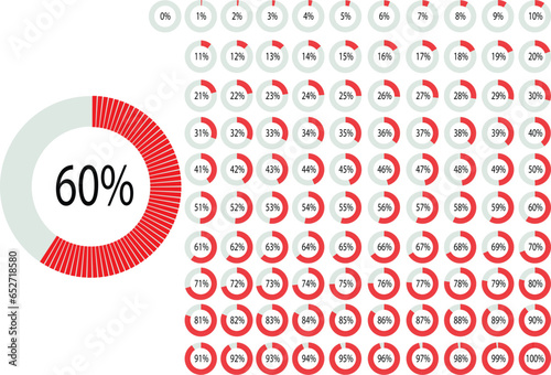 set of Circle percentage diagrams from 0 to 100 ready to use for web design, user interface (UI) or infographic, for business , indicator isolated on transparent background.