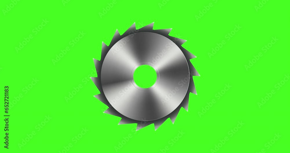 Rotation of a steel rotary saw blade, 4K animation on green screen. Rotation of a steel rotary saw blade, 4K animation on green screen.