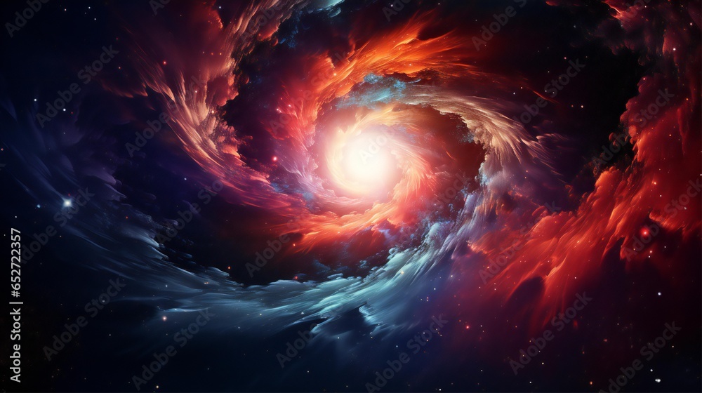 a close up of a bright red and blue galaxy with stars generated by AI a close up of a bright red and blue galaxy with stars generated by AI