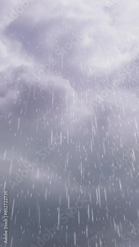 View of rain falling in a storm. Vertical video