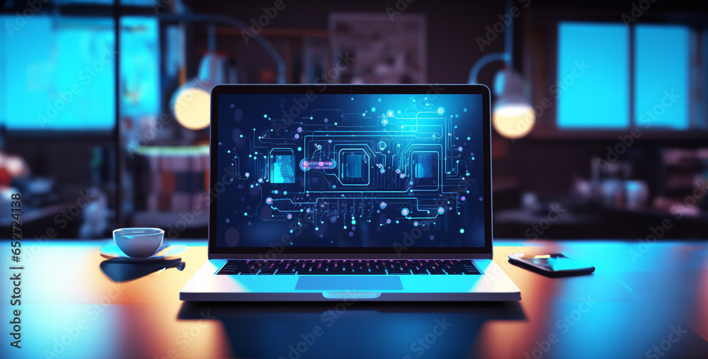 computer on the table, business person with network, AI a conversation with human hd wallpaper