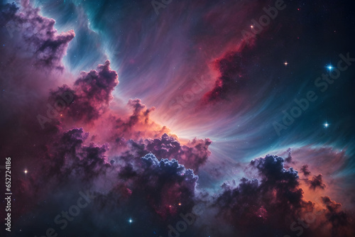 Surrealist Portrait of a Galactic Space Nebula for Background or Wallpaper. Generative AI © Mordikai Art