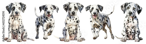 Dalmatian dog collection. Illustration of a Dalmatian dog, watercolor style. 