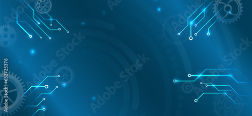 Wide Cyber security internet and networking concept. Hi-tech vector illustration with various technology elements. Abstract global sci fi concept. Digital internet communication on blue background.
