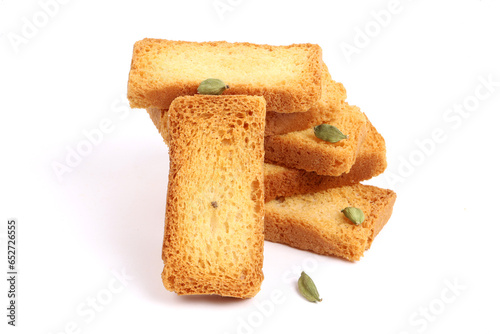 Rusk on white background, new angles, cardamom 