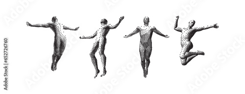 Man is dancing. Gymnastics activities for icon health and fitness community. Sport symbol. Leadership, freedom or development concept. State of enlightenment. Design for poster, cover, brochure, etc.
