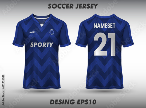 T-shirt sport design template for soccer jersey, football kit and tank top for basketball jersey. Sport uniform in front and back view. Mock up for sport club.