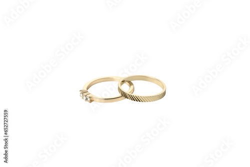 PNG, traditional wedding rings isolated on white background.