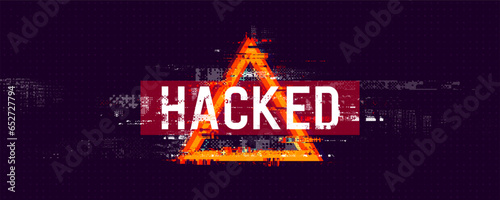 Hacked system or cyber attack. Danger internet virus. Vector illustration.