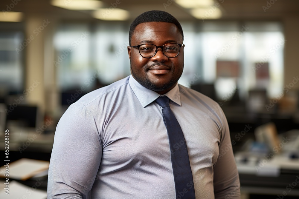 Portrait businessman big size body working in the office room