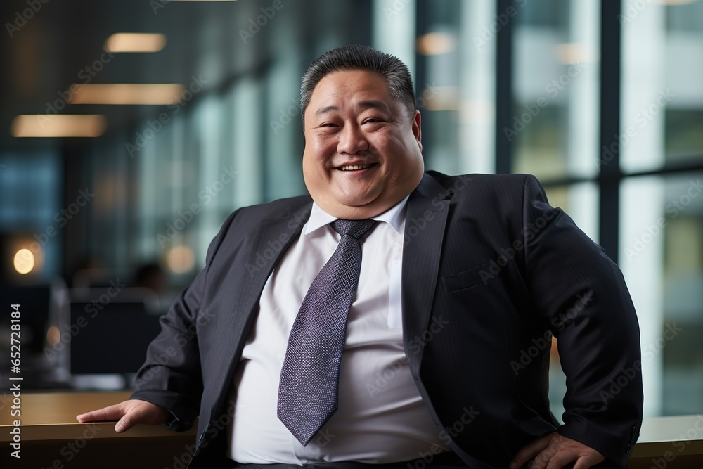 Fototapeta premium Portrait businessman big size body working in the office room