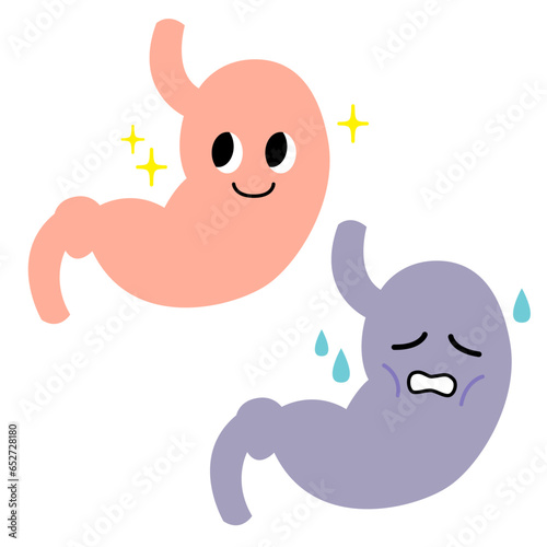 元気な胃と疲れた胃のイラスト