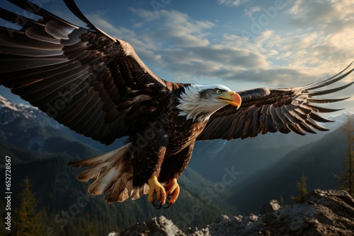 Majestic eagle soaring through the sky, Generative AI 