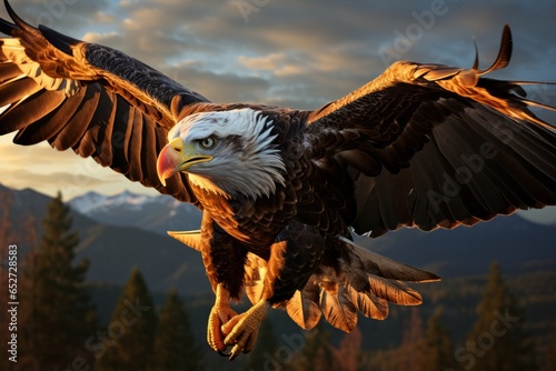 Majestic eagle soaring through the sky, Generative AI 