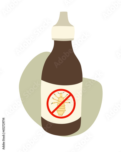 Vector isolated illustration of pediculosis treatment shampoo. Means of removal of lice.