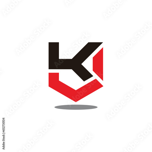 letter kj simple geometric colorful line logo vector photo