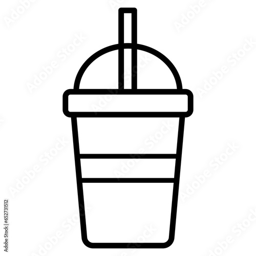 Black single milkshake drink line icon, simple outline take away cafe food flat design pictogram, infographic vector for app logo web button ui ux interface elements isolated on white background