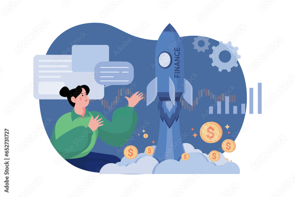 Obraz premium Finance Growth Illustration concept on white background