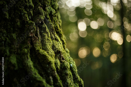 moss on tree trunk photo
