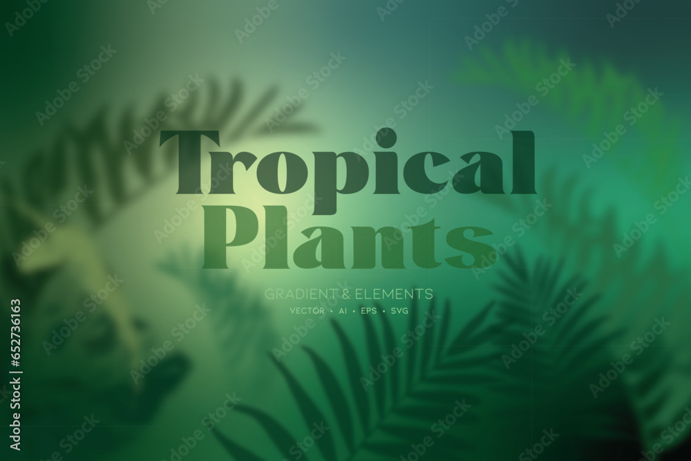 Tropical plants, decorative vector background. Background graphics with elements. - obrazy, fototapety, plakaty 