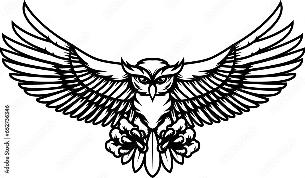 Obraz premium Owl illustration in tribal style. For poster, print, card, banner.