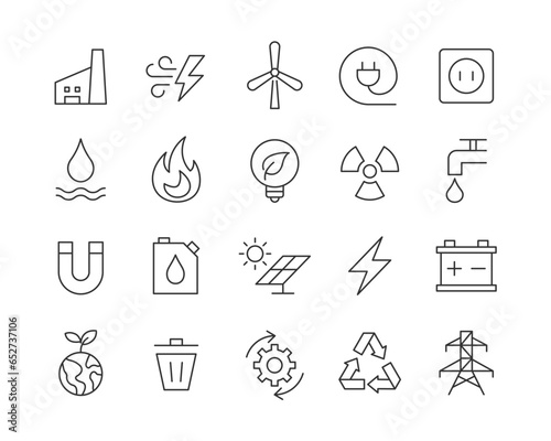Energy Icons - Vector Line. Editable Stroke.