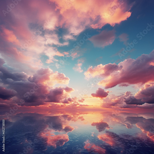Colorful cloudy sky at sunset. Gradient color. Sky texture, abstract nature background, ai technology © Rashid