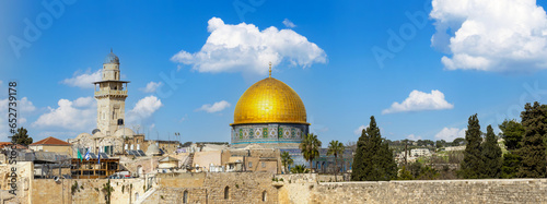 Jerusalem, Islamic shrine Dome of Rock located in the Old City on Temple Mount near Western Wall. photo